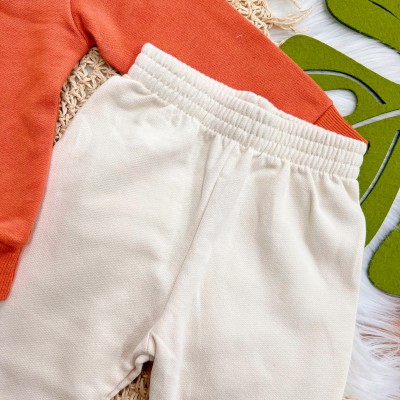 Conj. Casaco Cool Bear e Calça de Moletom - Laranja e Areia